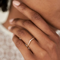 On-body shot of Crown of Faith - 14k Polished White Gold Diamond Ring