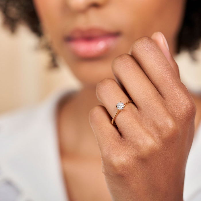 On-body shot of Darling 0.5ct Lab-Grown Diamond Engagement Ring - 14k Gold Polished Band