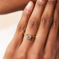 On-body shot of Darling 0.5ct Grey Diamond Engagement Ring - 14k White Gold Twig Band