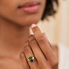 Hero Ring - 14k Polished White Gold Green Tourmaline & Diamond Ring