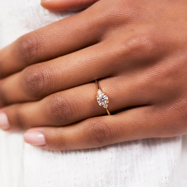 On-body shot of Love is All 0.5ct Lab-Grown Diamond Engagement Ring - 14k Gold Polished Band