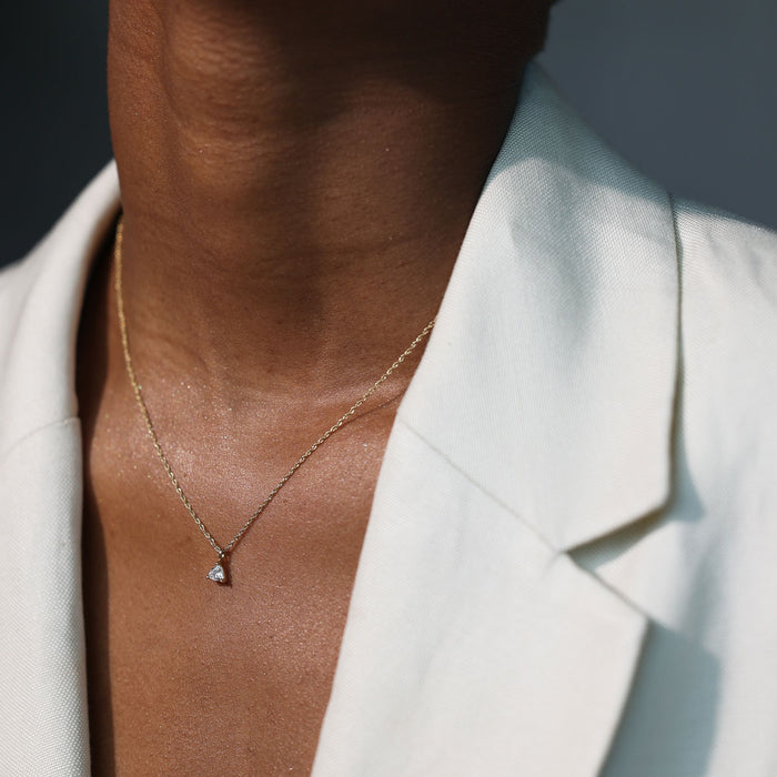 On-body shot of One in a Trillion - 14k White Gold Solitaire Lab-Grown Diamond Necklace