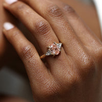 On-body shot of One in a Trillion 2ct Lab-Grown Pink Oval Diamond Engagement Ring - 14k White Gold Twig Band