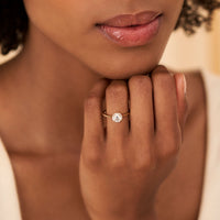 On-body shot of Queen of Hearts - 14k Polished White Gold 0.5ct Lab-Grown Diamond Ring