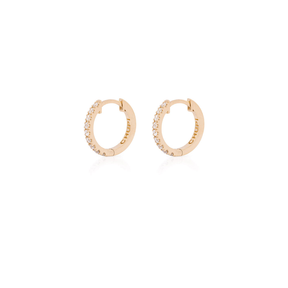 Diamond Eternity Huggies - 14k Gold Earrings - Pair