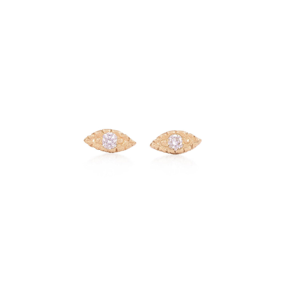 Evil Eye - 14k Gold Diamond Stud Earrings