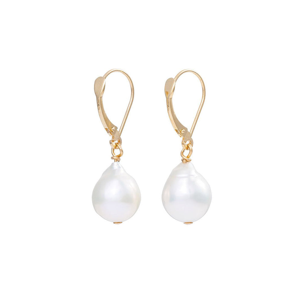 14K White Gold Cultured Freshwater Pearl and Diamond Halo Earrings