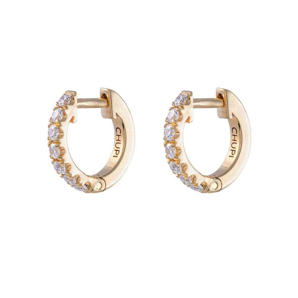 CHUPI | Diamond Eternity Huggies Tiny Hoop Earring - Pair | Solid Gold