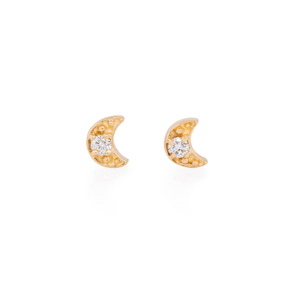 Moon Diamond Studs | Gold Earrings | Chupi