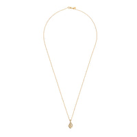 On-body shot of Chupi - Swan Feather Necklace - Solid Gold Hope is a Thing With Feathers