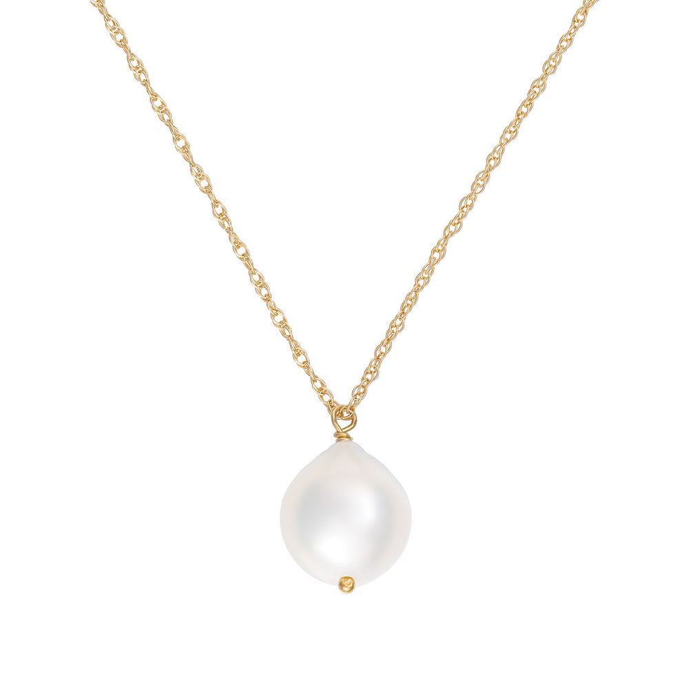 Chupi - Pearl Drop Necklace - Solid Gold Teardrop Chain