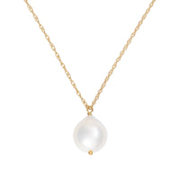 Chupi - Pearl Drop Necklace - Solid Gold Teardrop Chain