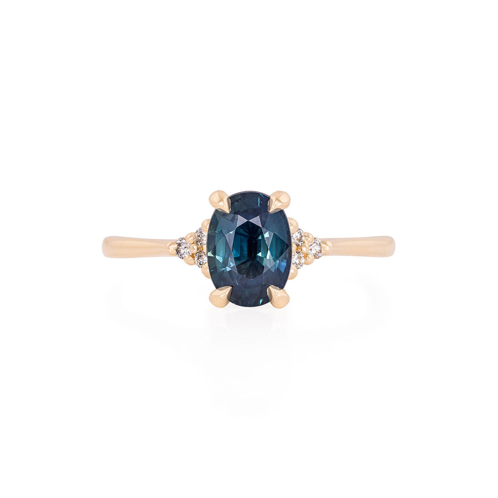 Dewlight 1ct Blue Sapphire Oval Engagement Ring - 14k Gold Polished Band