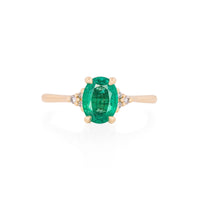 Dewlight 1ct Emerald Oval Engagement Ring - 14k Gold Polished Band