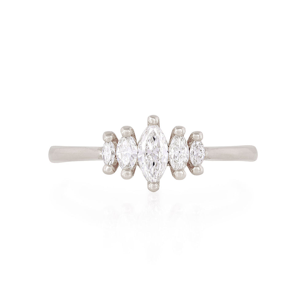 Warrior - 14k White Gold Polished Band Marquise Lab-Grown Diamond Ring