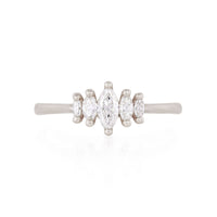 Warrior - 14k White Gold Polished Band Marquise Lab-Grown Diamond Ring
