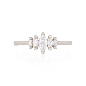Warrior - 14k White Gold Polished Band Marquise Lab-Grown Diamond Ring