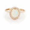 Luna - 14k Polished Gold Oval Halo Opal and Diamond Ring - Video cover