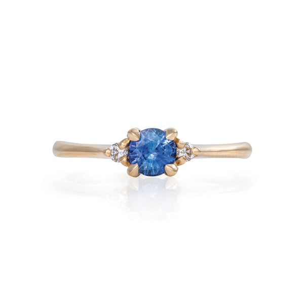 Love is All 0.5ct Blue Sapphire Engagement Ring - 14k Gold Polished Band