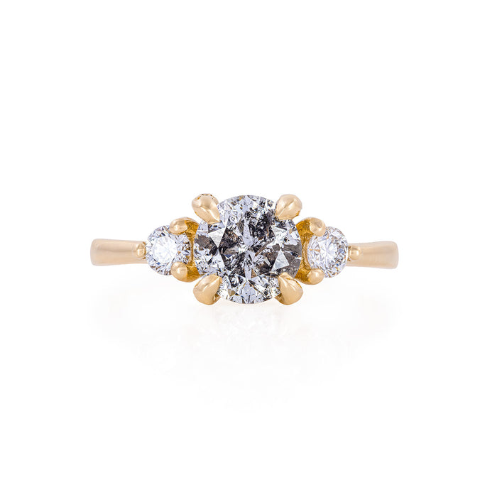 You, Me & Magic 1ct Grey Diamond Engagement Ring - 14k Gold Polished Band
