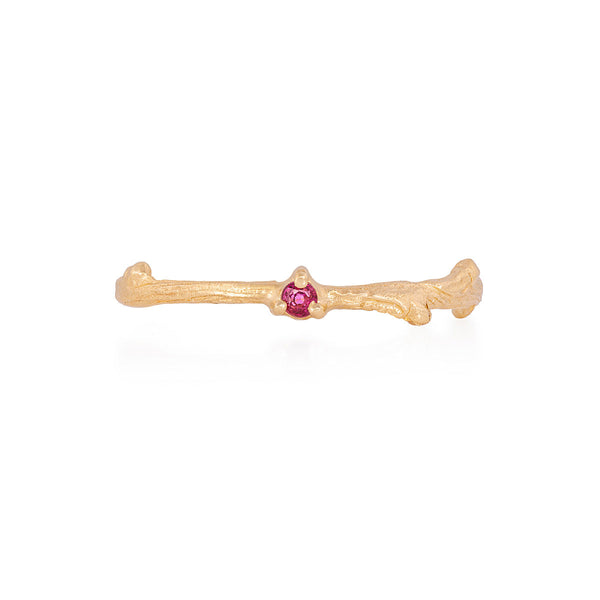 Promise Me Ruby Ring - 14k Gold Twig Band