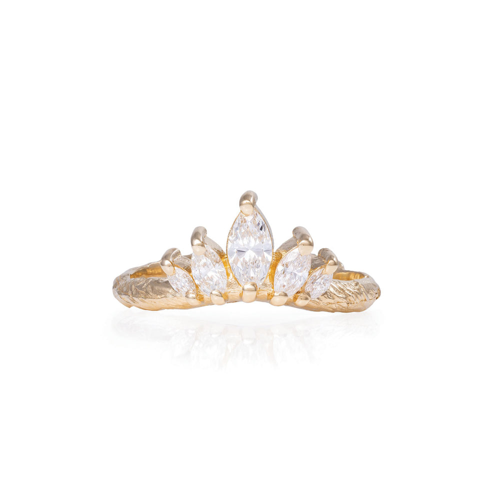 Crown of Hope - 14k Twig Band Marquise Diamond Ring