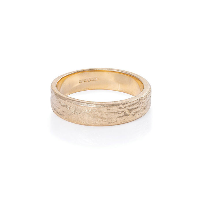 Driftwood Men's Wedding Ring - 14k Gold (Wide Band)