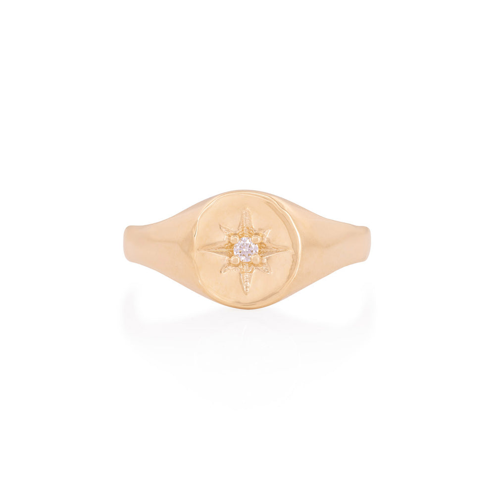 North Star Diamond Original Signet Ring - 14k Gold