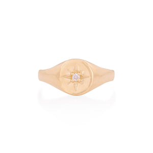 North Star - 14k Gold Diamond Original Signet Ring