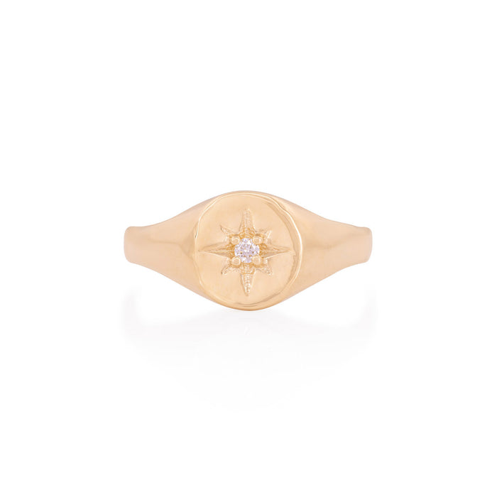 North Star - 14k Gold Diamond Original Signet Ring