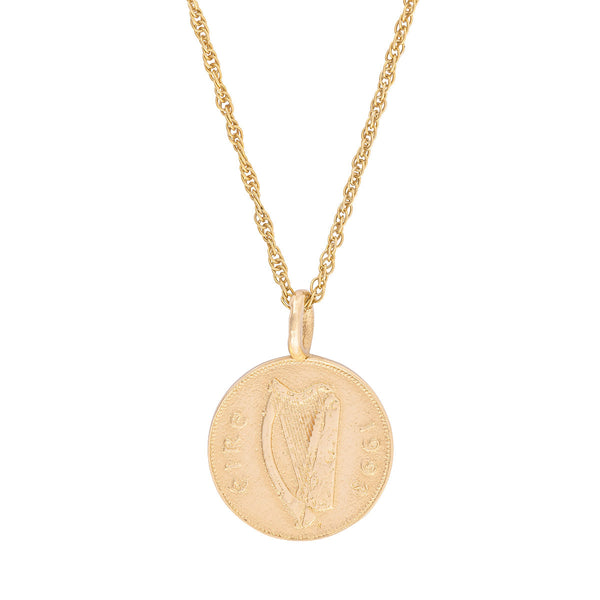 On-body shot of Worth Your Weight In Gold 1993 Stag Coin Necklace - 14k Gold