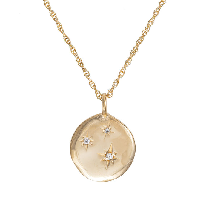 Chupi - Three Diamond Disc Necklace - Stars in the Sky Solid Gold