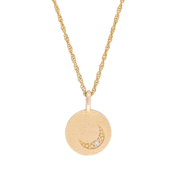 Sun, Moon & Stars Diamond Necklace - 14k Gold