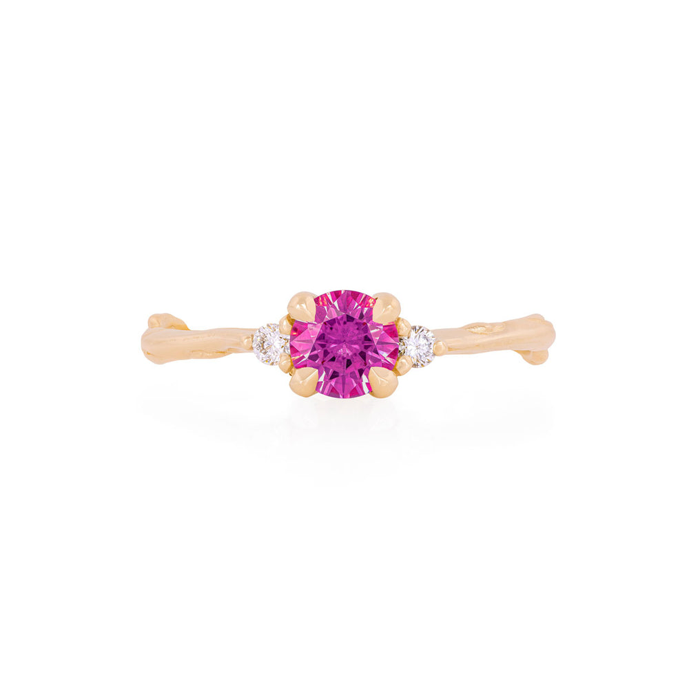 Love is All 0.5ct Pink Sapphire Engagement Ring - 14k Gold Twig Band