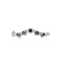 Crown of Sky - 14k White Gold Twig Band Black Diamond Ring