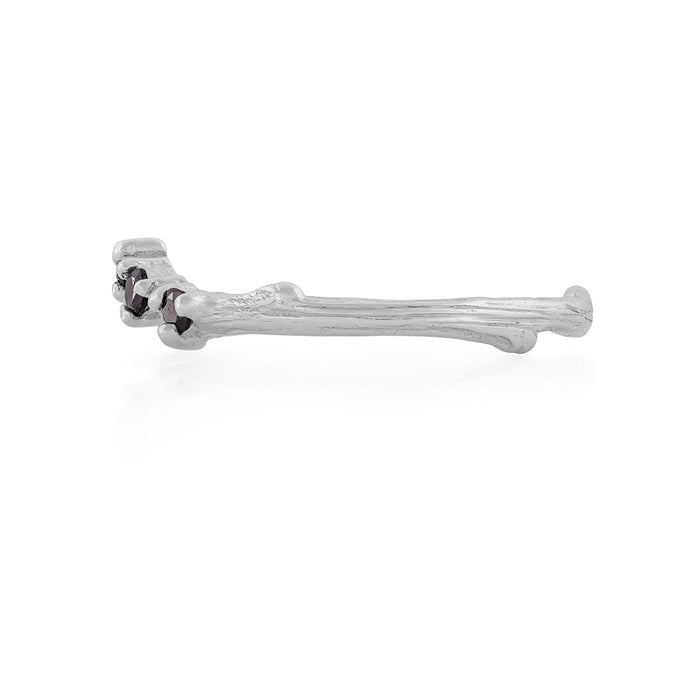 On-body shot of Crown of Sky - 14k White Gold Twig Band Black Diamond Ring