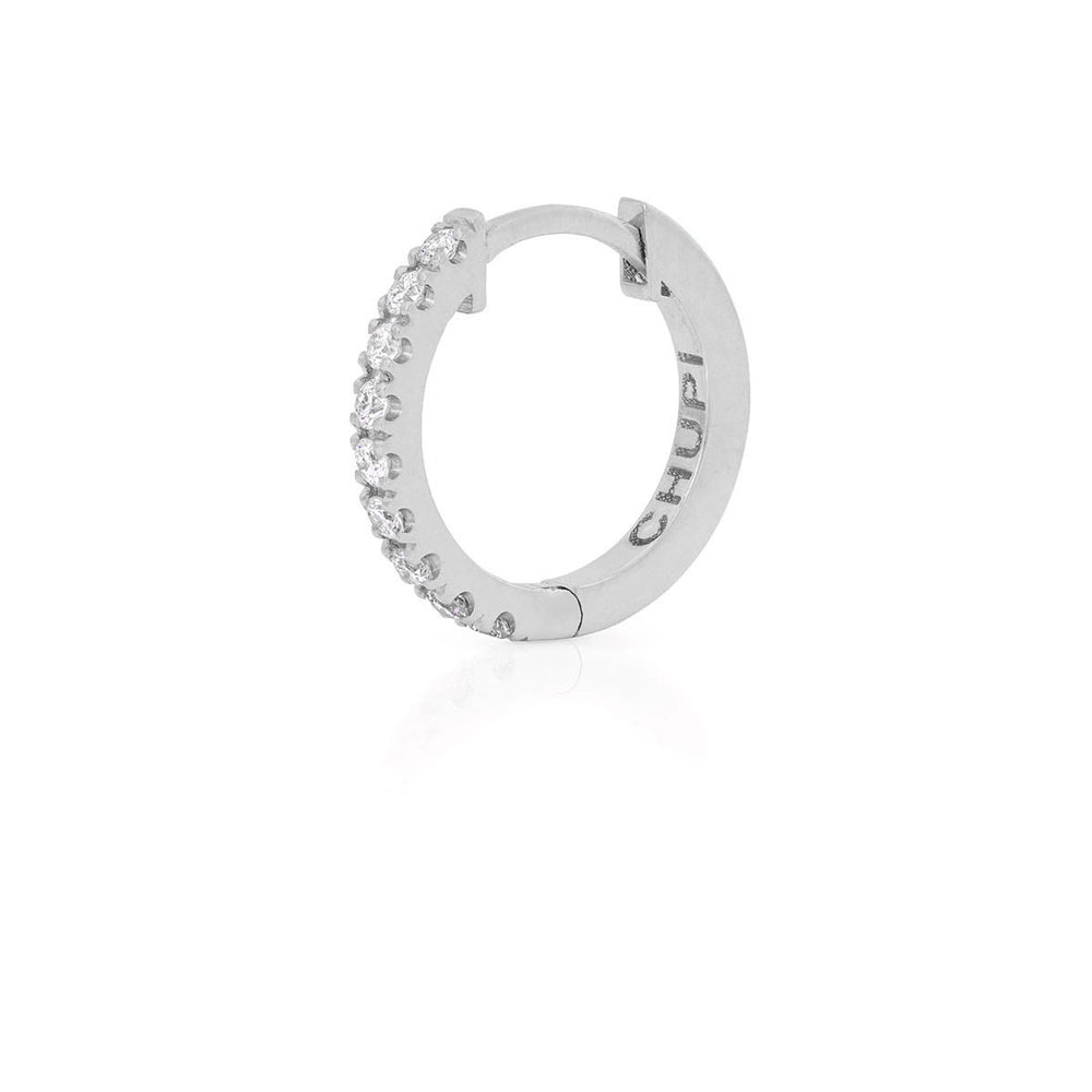 Diamond Eternity Huggies - 14k White Gold Earrings - Single