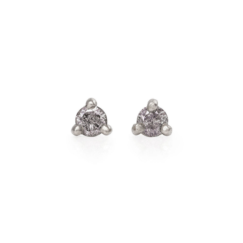 Hope & Magic - 14k White Gold Grey Diamond Stud Earrings