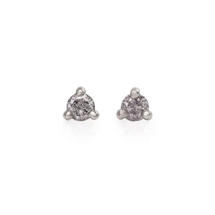 Hope & Magic - 14k White Gold Grey Diamond Stud Earrings