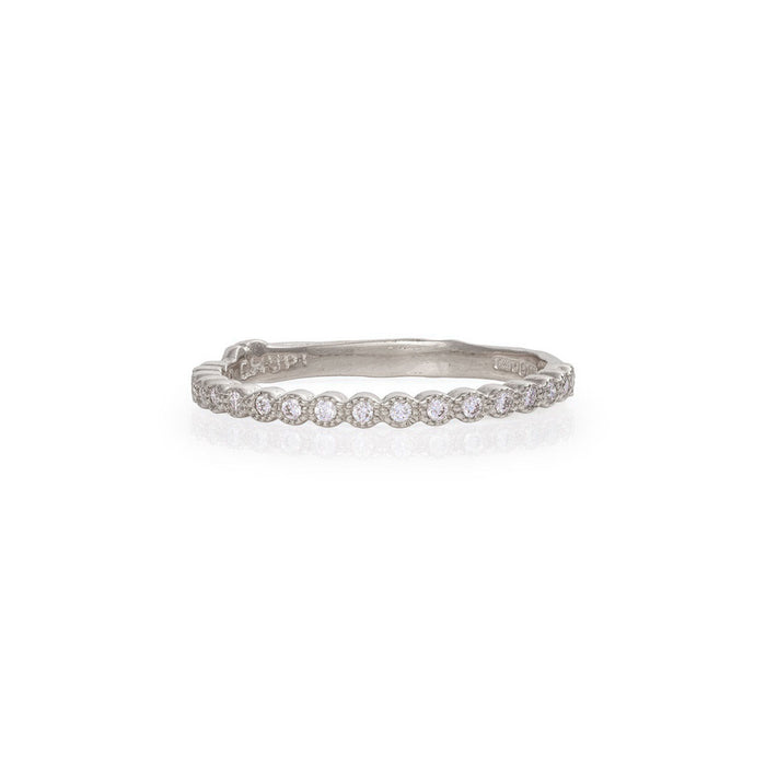Edwardian - 14k White Gold Half Eternity Diamond Ring