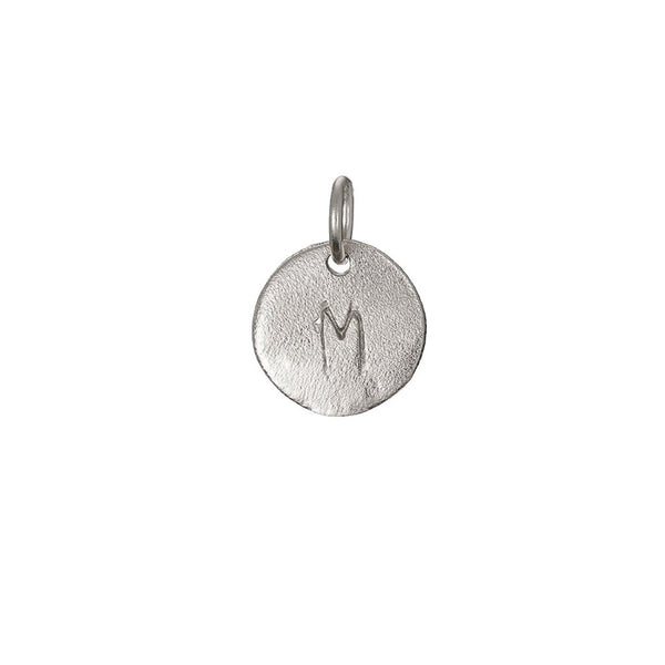 Chupi - Initial Letter Necklace - Tiny Disc - Solid White Gold I Am Now Yours