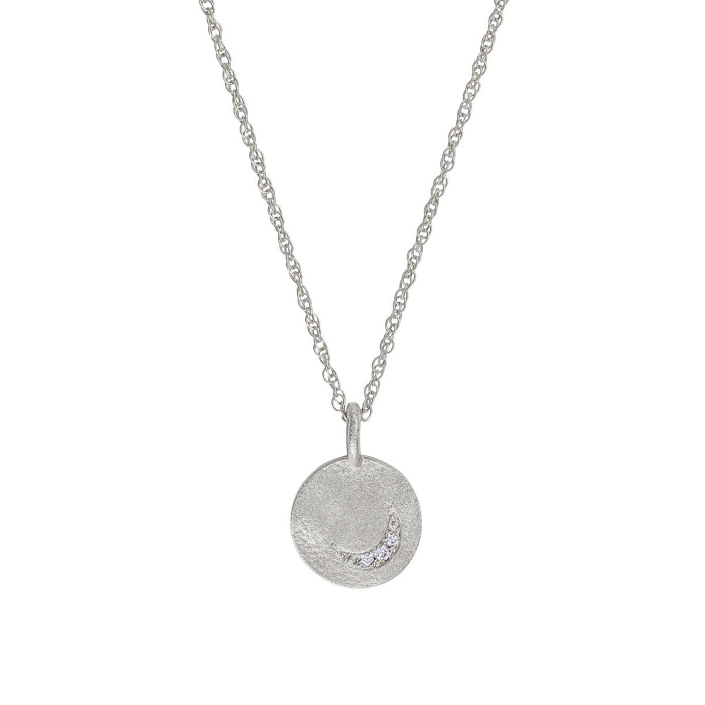 Sun, Moon & Stars Diamond Necklace - 14k White Gold
