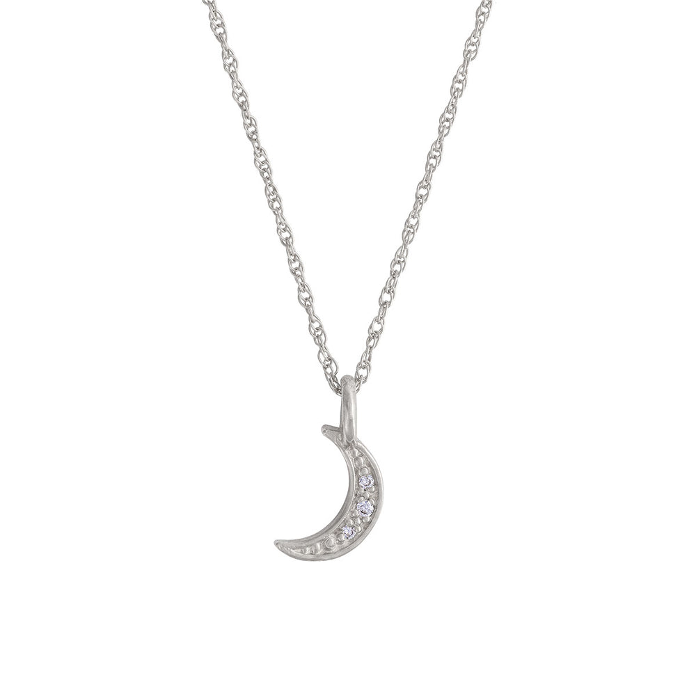 To The Moon & Back - 14k White Gold Diamond Necklace