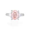 Thumbnail of One in a Trillion 2ct Lab-Grown Pink Oval Diamond Engagement Ring - 14k White Gold Twig Band