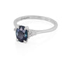 Dewlight 1ct Blue Sapphire Oval Engagement Ring - 14k White Gold Polished Band