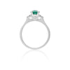 Dewlight 1ct Emerald Oval Engagement Ring - 14k White Gold Polished Band