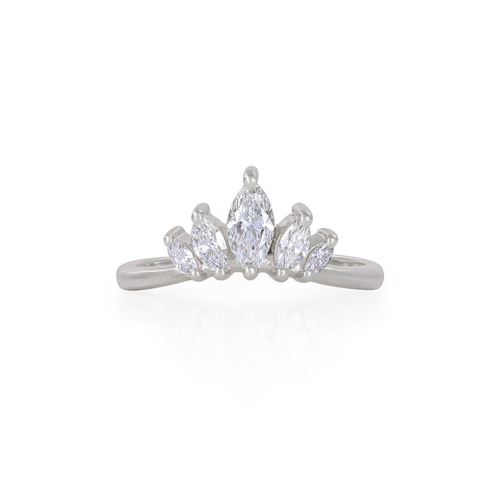 Crown of Hope - 14k Polished White Gold Marquise Diamond Ring