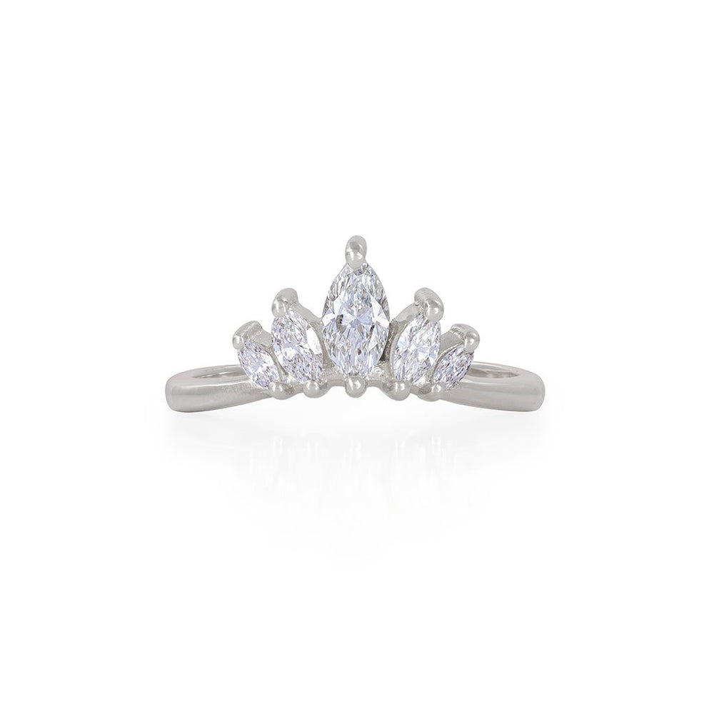 Crown of Hope - 14k Polished White Gold Marquise Lab-Grown Diamond Ring