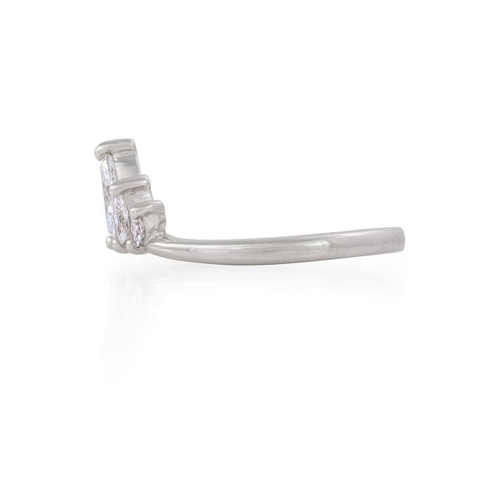 On-body shot of Crown of Hope - 14k Polished White Gold Marquise Lab-Grown Diamond Ring