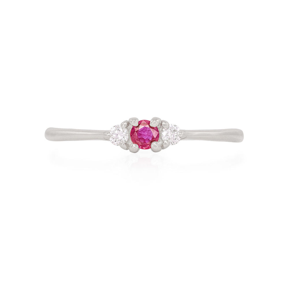 Dreamers of Dreams - 14k Polished White Gold Ruby Ring